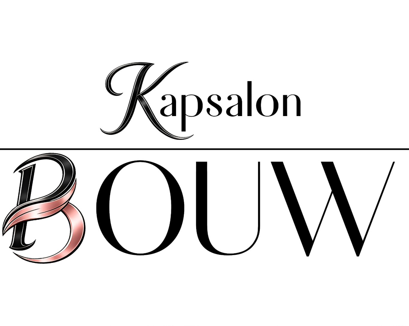 Logo van Kapsalon Bouw in een eenvoudig zwart-wit ontwerp.